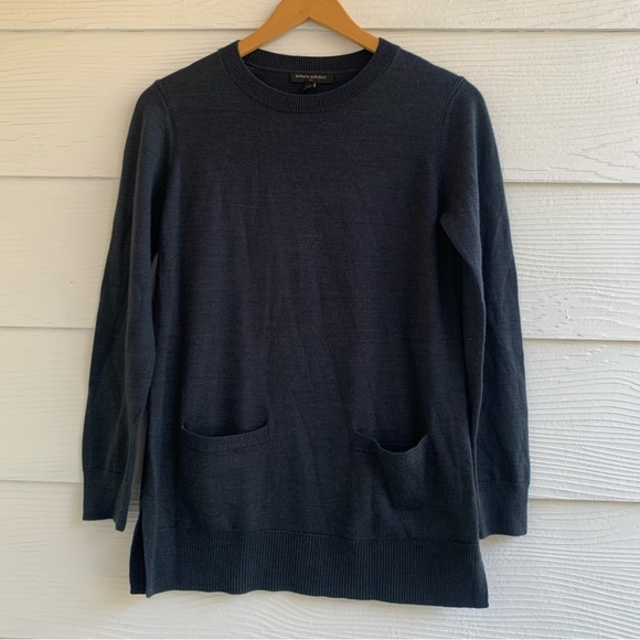 Banana Republic knit pullover sweater top size small crew neck dark gray - Picture 1 of 11